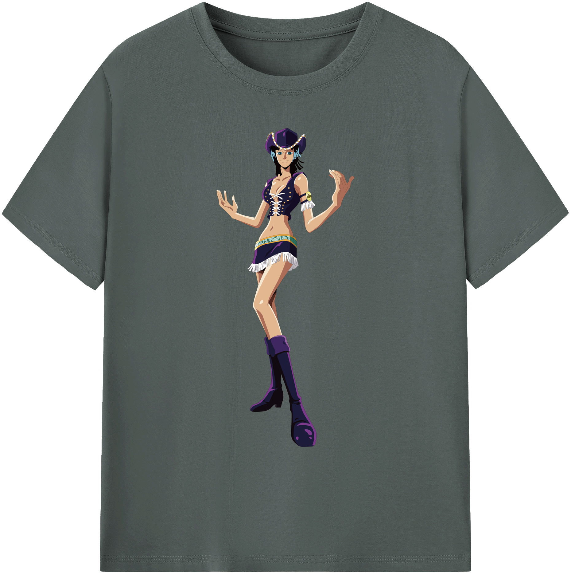 ワンピース ニコ・ロビン ONE PIECE Nico Robin 綿100％ メンズ半袖Tシャツ｜肌触りやわらか＆通気性